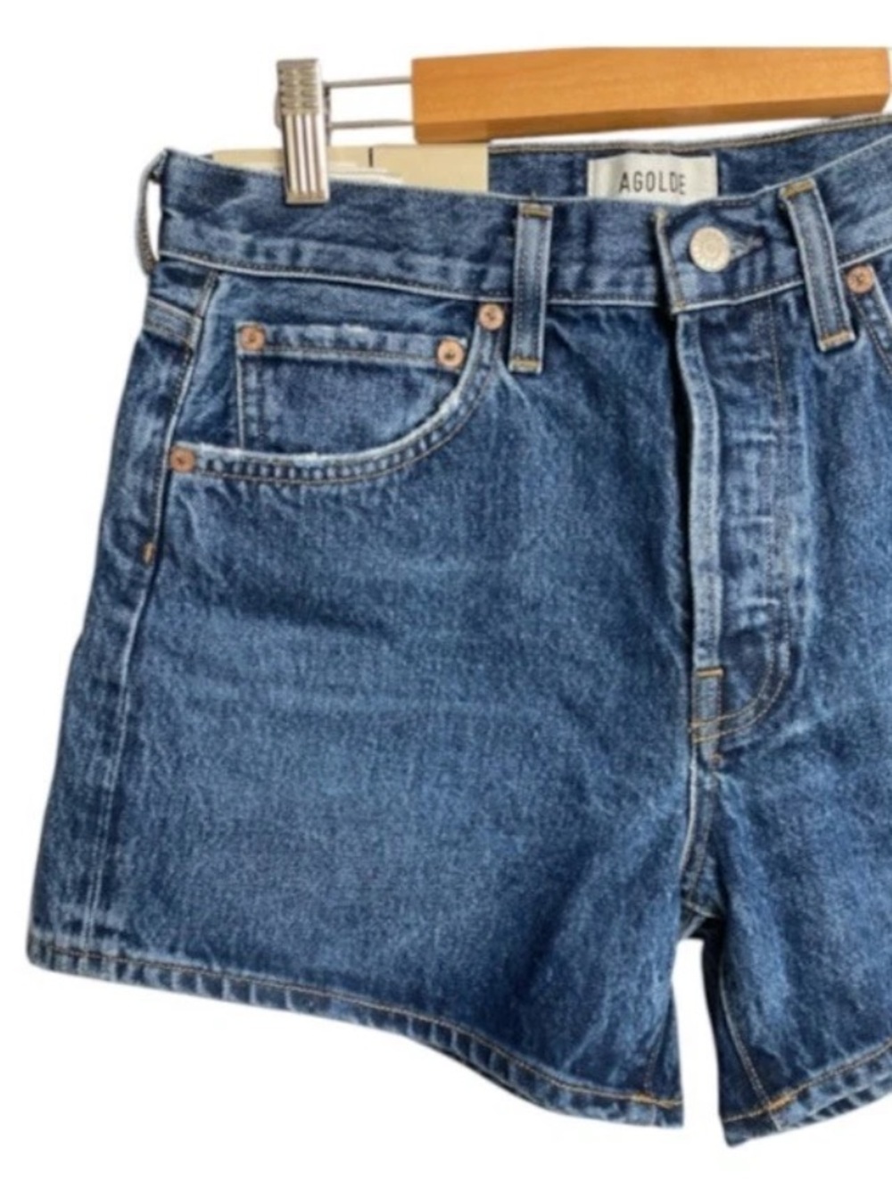 NWT! AGOLDE Parker Long Denim Jean Shorts Sz 27 Enamour Wash 4” Inseam Loose Fit - Picture 6 of 15